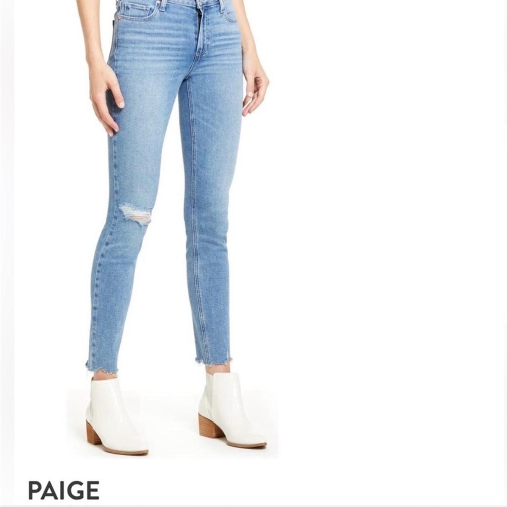 PAIGE Verdugo Ankle Sky Blue Distressed Skinny Jeans Women’s 32